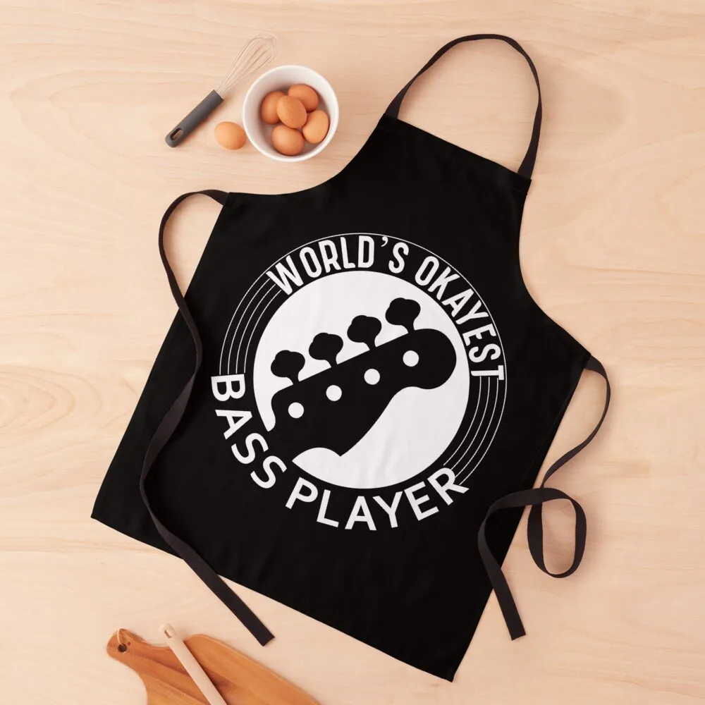 

World's Okayest Bass Player-Bass Player-Bass Guitarist-Electric Bass-Bass Clef Apron Salon Apron Household Items