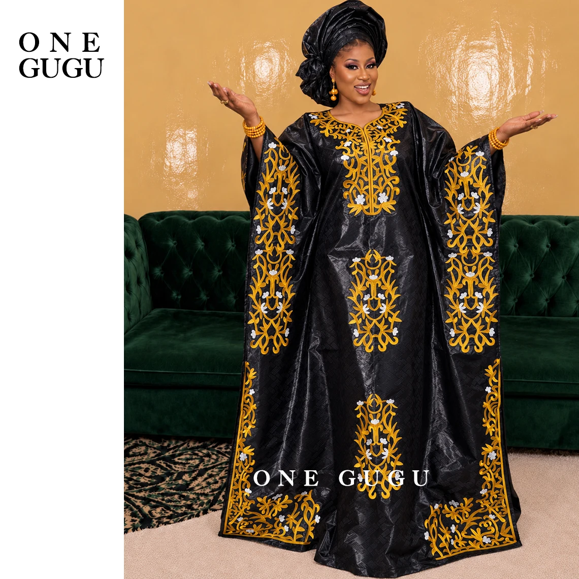 black-brocade-basin-dress-scarf-nigerian-origianl-100-cotton-bazin-riche-dashiki-wedding-party-boubou-long-robe