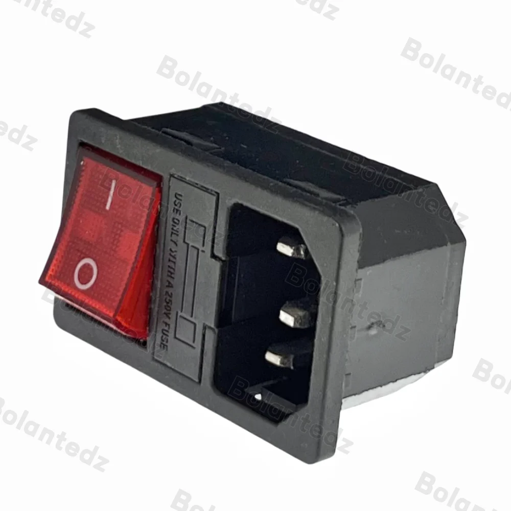 Bolantedz 1PC IEC320 C14 AC Power Cord Inlet Socket Receptacle With Rocker Switch 250V 10A With Fuse