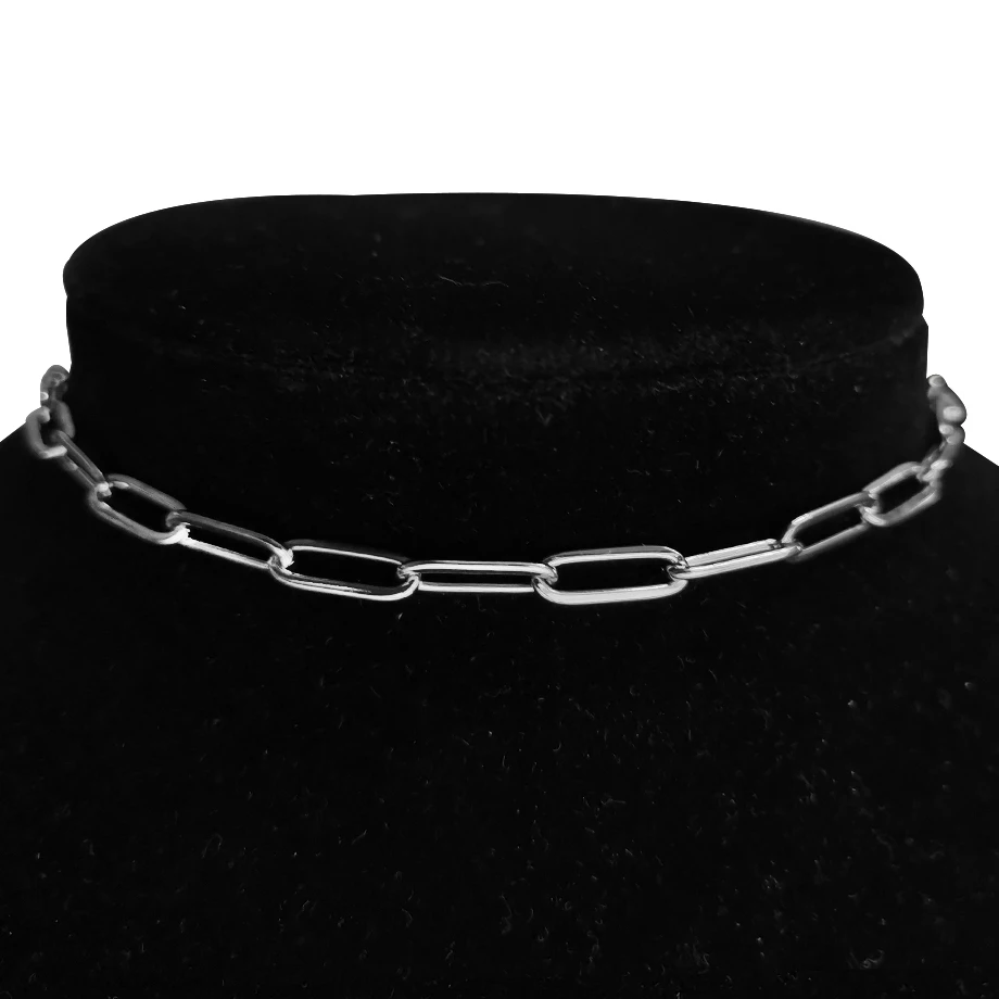 Drop shipping Stainless Steel Silver Gold Color Curb Chain Necklace 4MM Choker Necklaces for Women Girl Gifts Jewelry