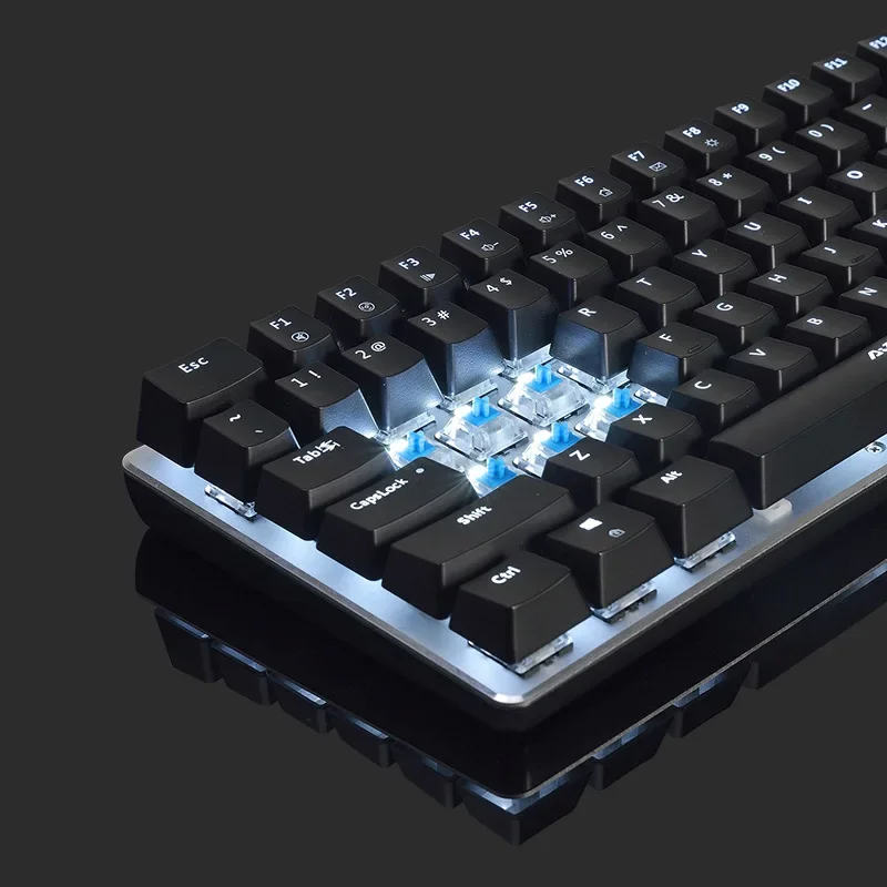 Keyboard Mekanikal rollover n-key, saklar biru dengan 82 tombol, Keyboard Mekanikal Gaming