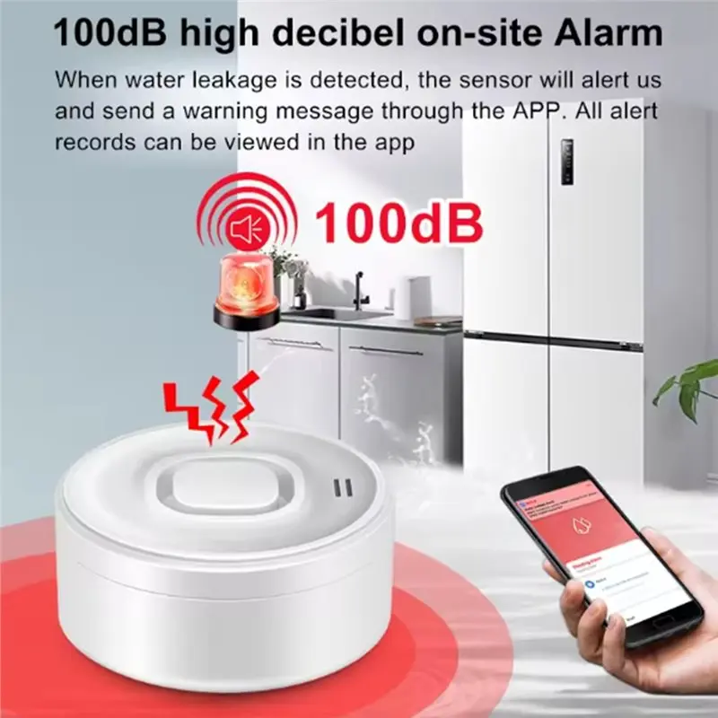 【RECOMENDAR】Tuya Smart For Home Safety WIFI Water Leak Detector 100Db High-Volume Alarm Real-Time APP Alerts Easy Setup With Ale