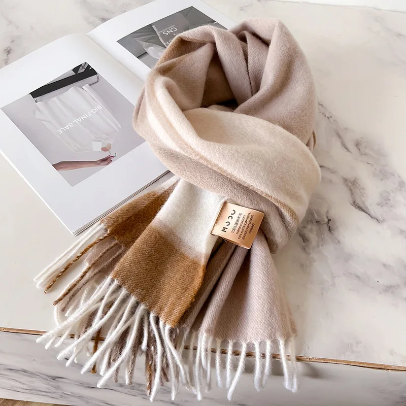 100% Wool Luxury Brands Classic England Style Women Scarf Fashion Stripe Plaid Scarves Tassel Shawls Pashmina Lady Wrap 32*180cm