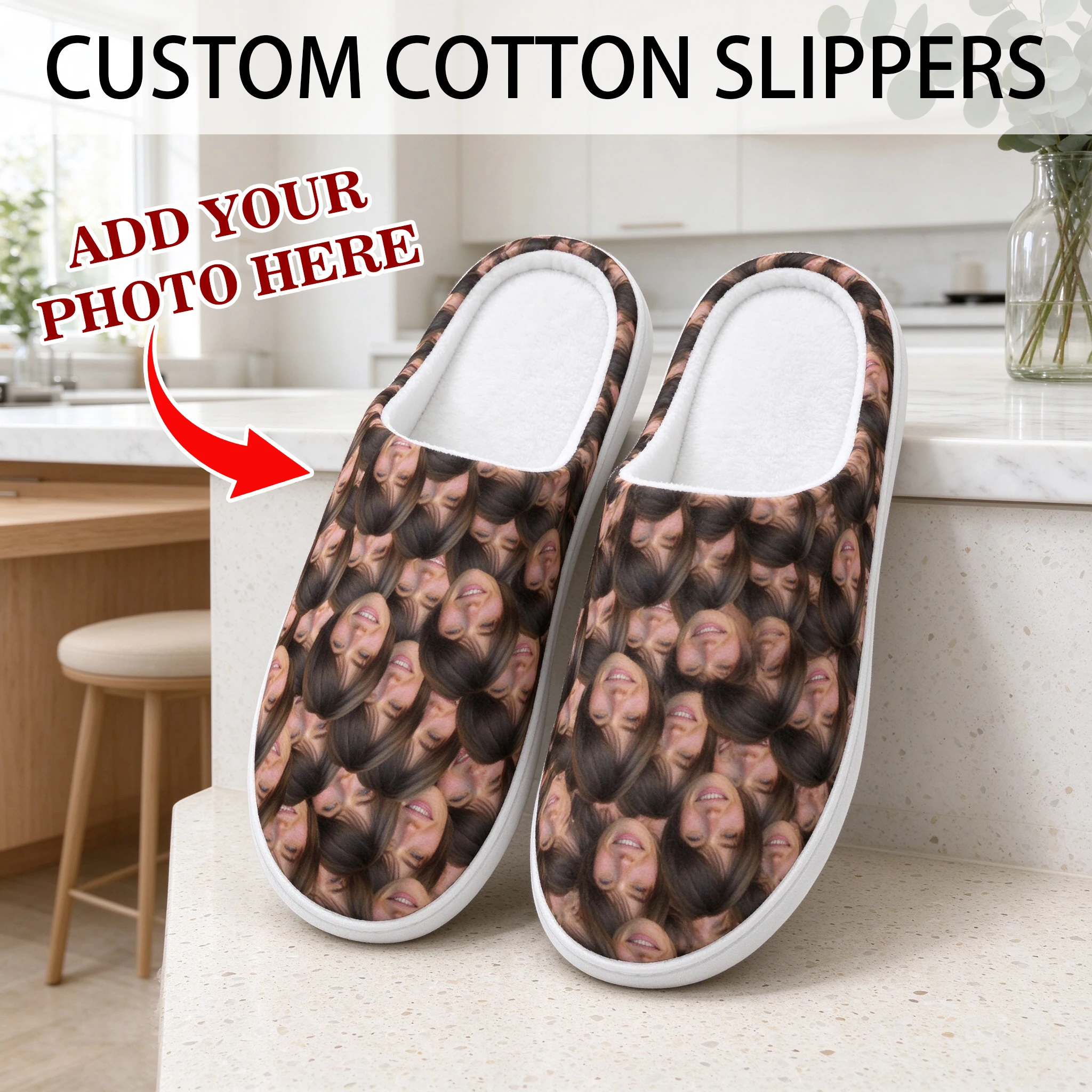 Customized Cotton Slippers humorous photos printed shoes unisex home slippers perfect gifts for couples birthdays and Christmas