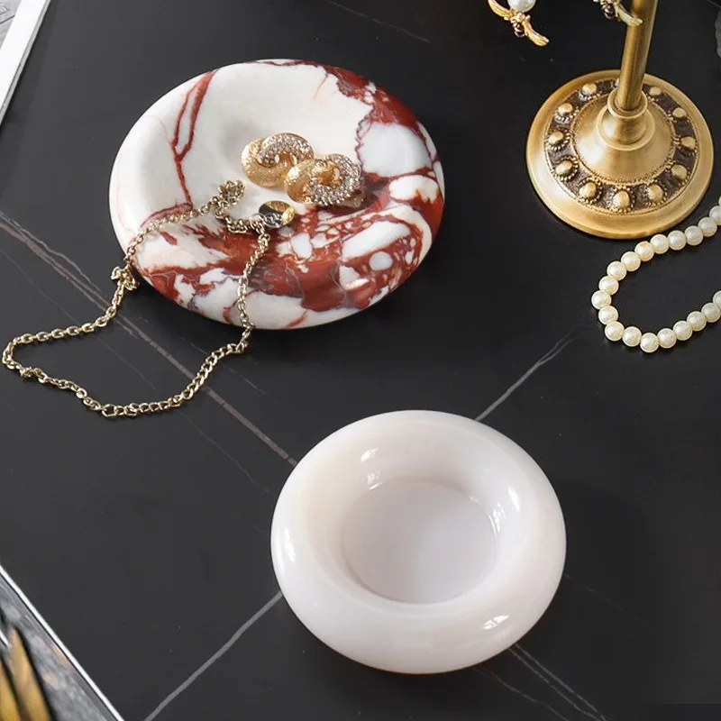 

French Wabi Sabi Natural Marble Tray, Multi-Use Organizer & Display Dish for Jewelry, Luxury Home Decor , Entryway Vanity Tray
