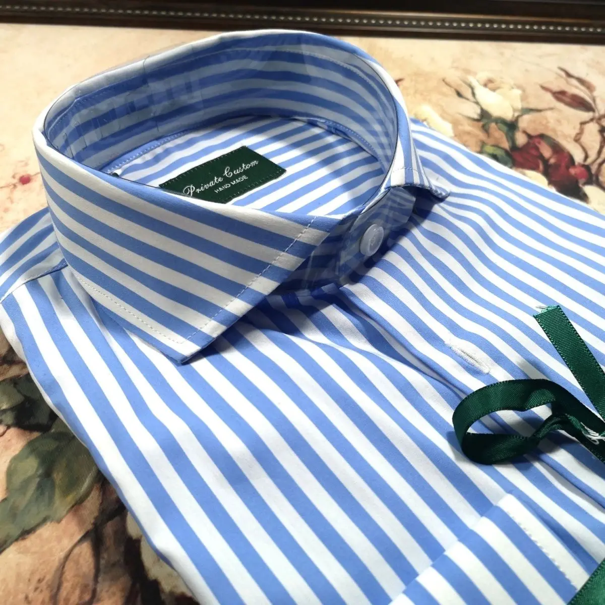 

Ele Wior Collar Long Sve Pure Cotton Men's irt Wedding Guest Casual Wear All Seasons Slim Fit Blue Stripe irt