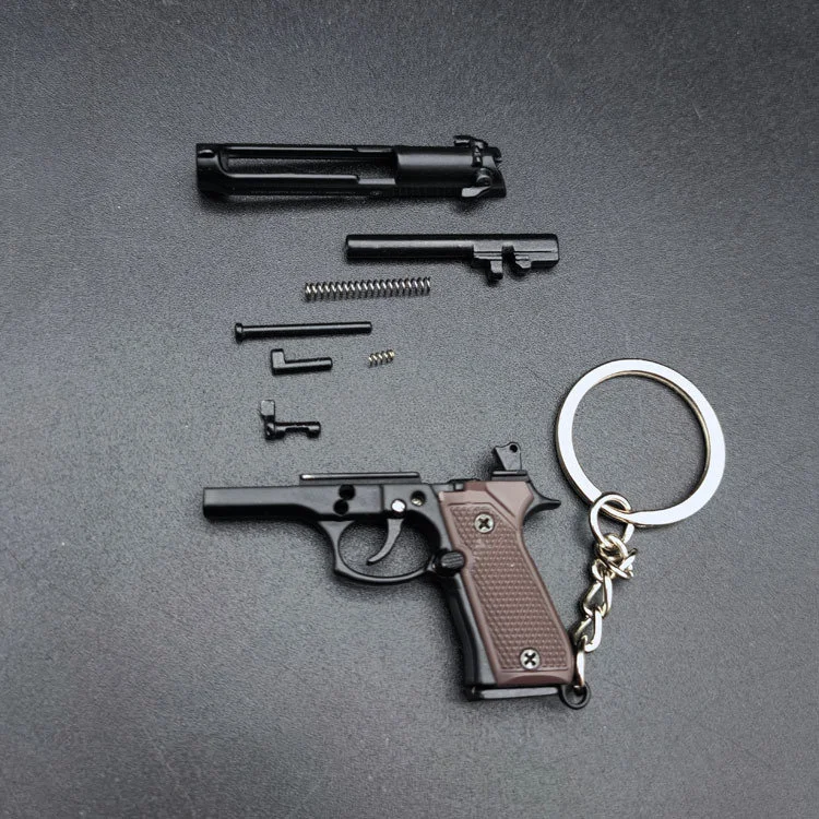 1:4 Legering Mini 92f Pistool Model Draagbaar Speelgoed Pistool Afneembare Woestijn Adelaar Sleutelhanger Fidget Speelgoed Voor Jongens Collectie Volwassenen Cadeau