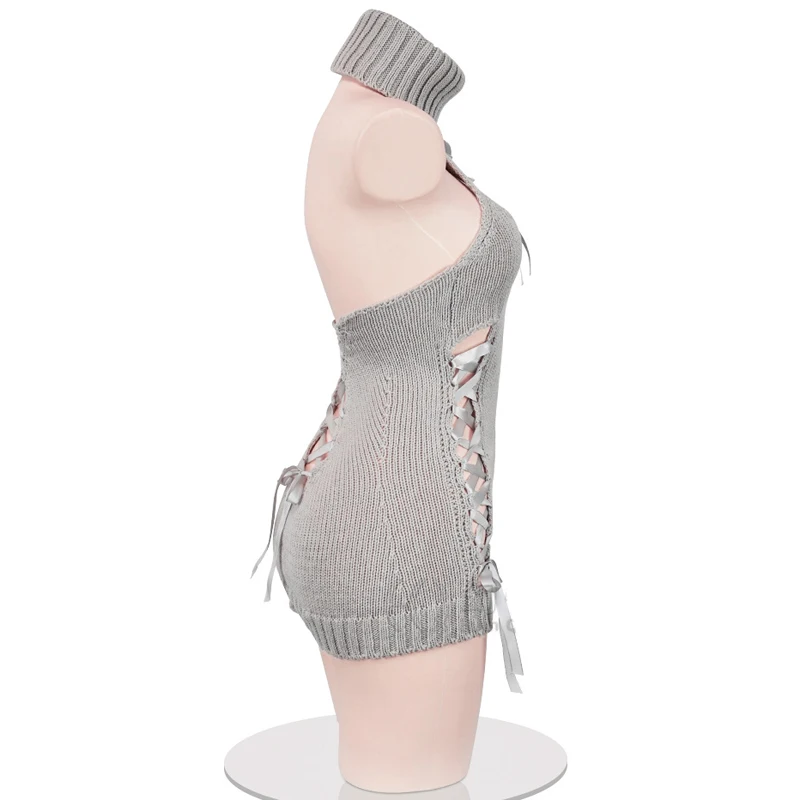 Anime Girl Hollow Dolcevita Maglione Lingerie sexy Donna Backless Abito corto lavorato a maglia Abiti Costumi erotici