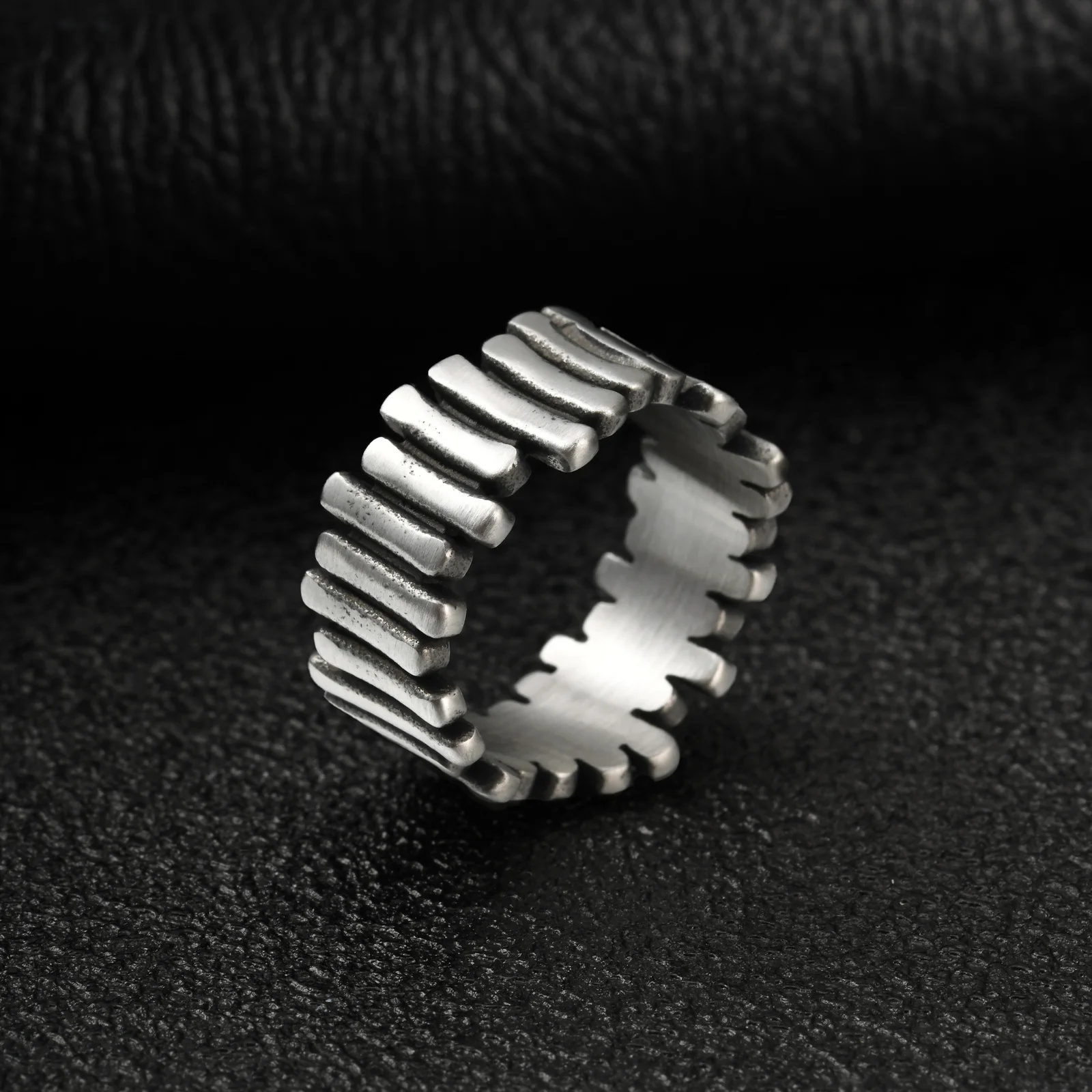 Punk-Metall-Ring für Herren, Edelstahl Street-Style Silberfarben Unregelmäßiges Zahnrad-Design, Hip-Hop Vintage Schmuck Geschenk – Detail 6