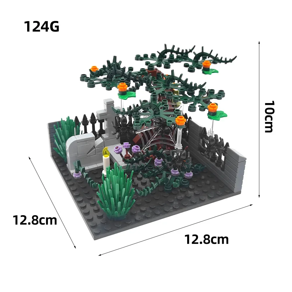 ハロウィン MOC 墓地シーンビルディングブロック壁墓石頭蓋骨ゴースト棺レンガのおもちゃ子供のギフトレゴと互換性あり