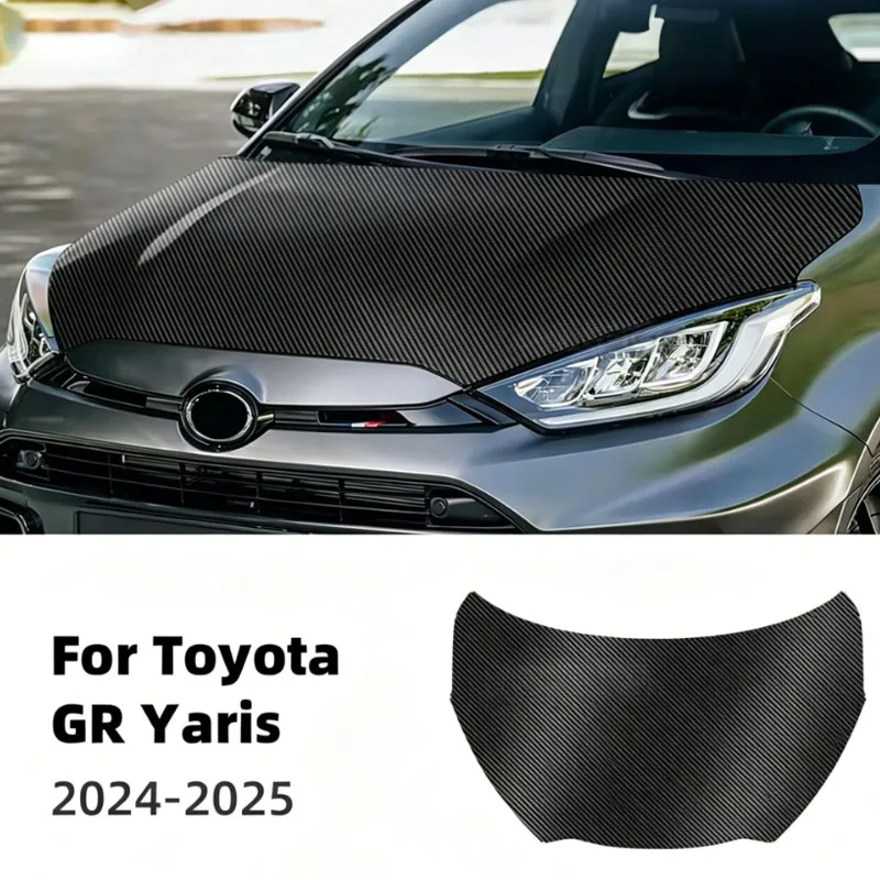 For Toyota GR Yaris 2024 2025 Bright Carbon Fiber Pattern PPF Car Paint Protection Film Engine Hood Bonnet Trim Sticker