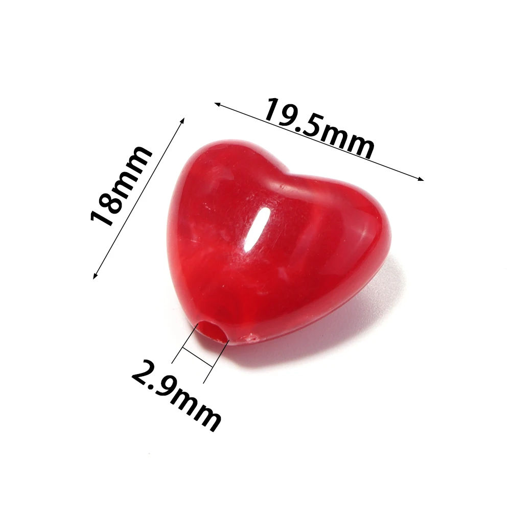 10pcs 18x19.5mm Imitation Jade Stone Heart Shape Acrylic Beads Dual Color Loose Spacer Beads For Jewelry Making DIY Accessories