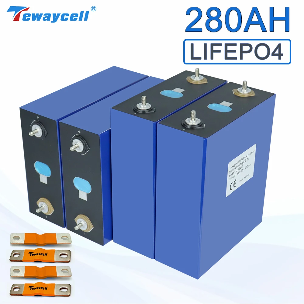 Tewaycell 280AH 3.2V Lifepo4 Battery Lithium Iron Phosphate Brand New EV Cell Solar Energy Campers Golf Cart RV Boat EU Tax Free