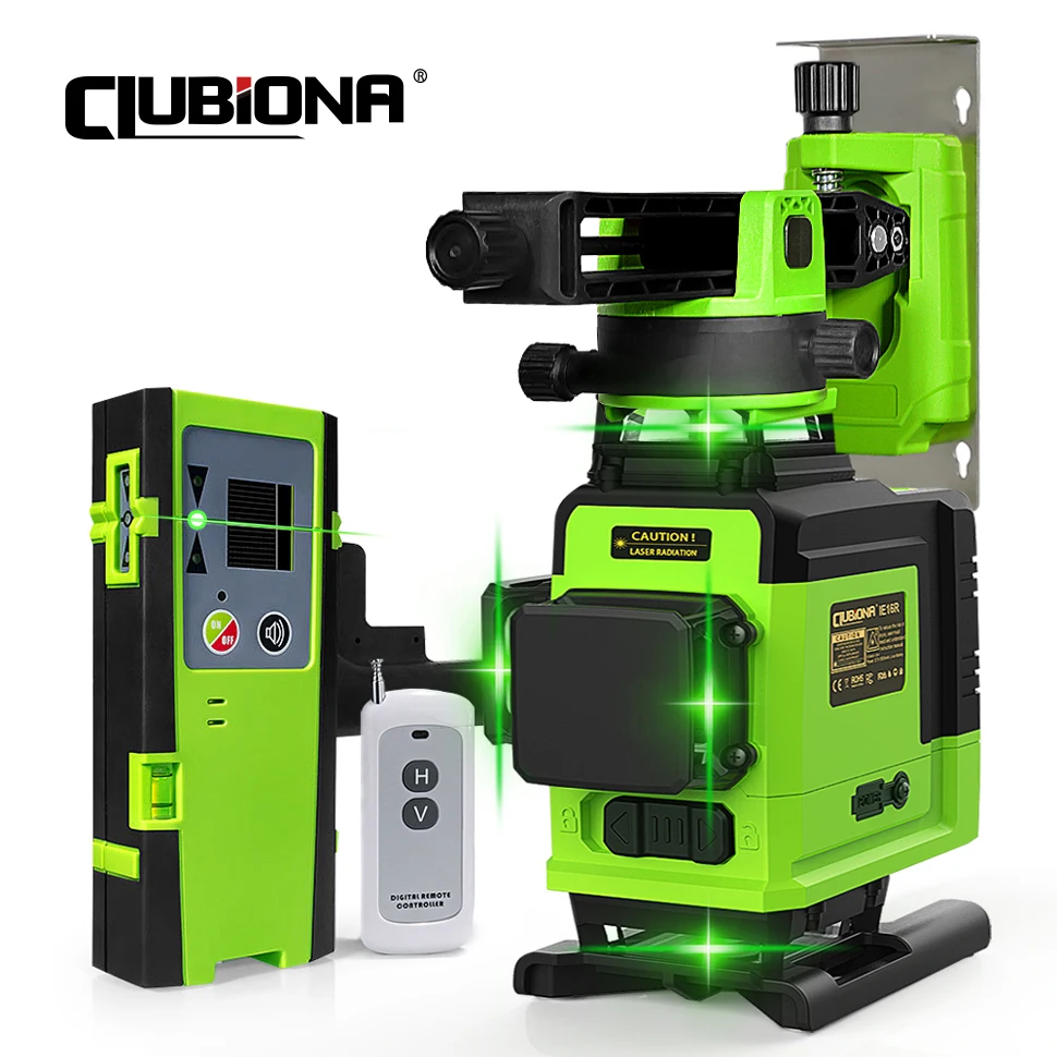 Clubiona 4D 16 lines Professional German Core Floor Ceiling Remote Control Green Line Laser Level with 5000mahs Li-Ion Battery