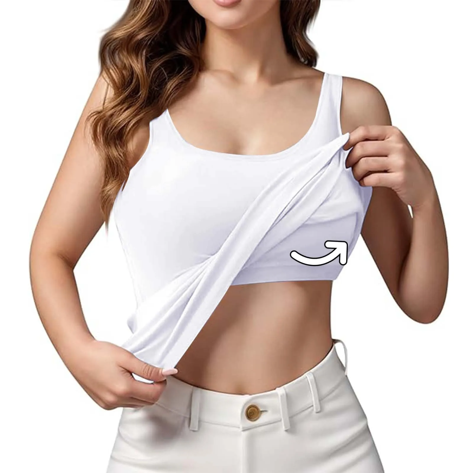 Women'S Fashion With Padded Tank Top Without Steel Ring Bra Cups One-Piece Underwear Bottoming Shirt Crop Tops Women 2024