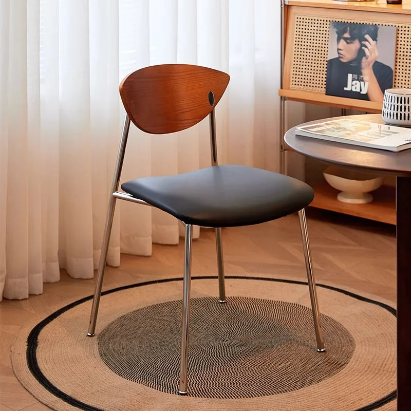 

Medieval solid wood dining chair household retro bird chair stainless steel