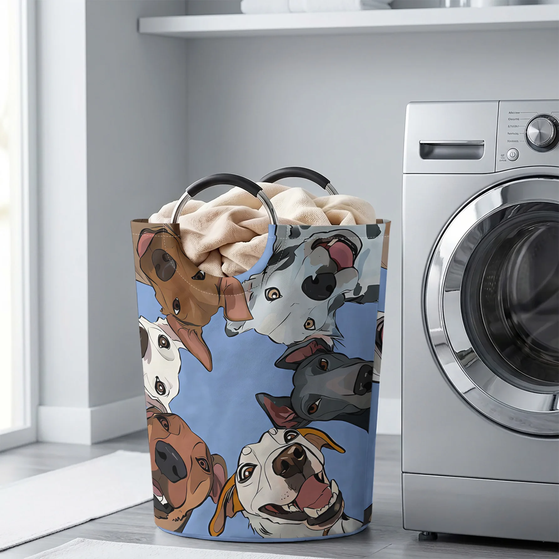 Cartoon Multiple Dogs All‑Over Print Handheld Storage Basket, For Laundry, Bedroom & Home Sundries Storage