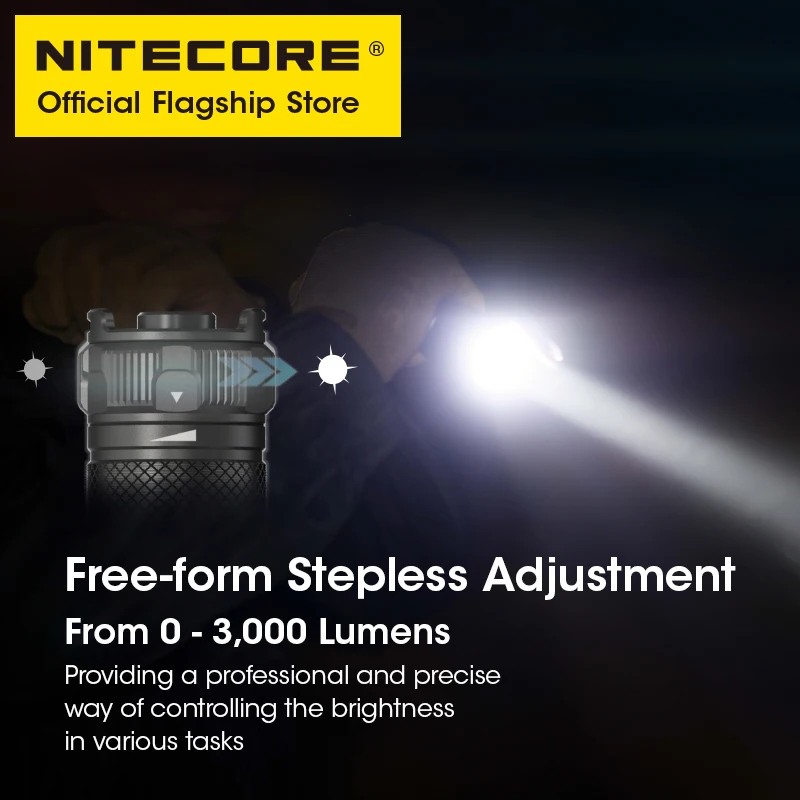 NITECORE SRT7i USB-C Rechargeable Tactical Flashlight SmartRing Stepless Brightness Adjustment Troch Light, NL2150HPi Battery