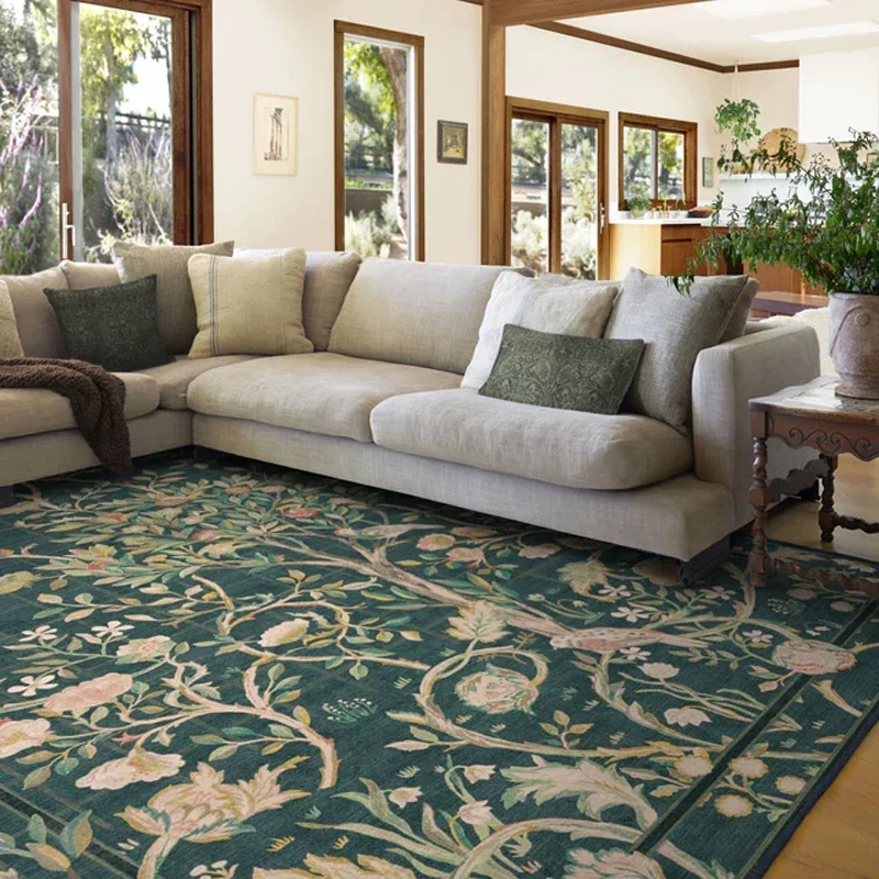 Living Room Carpet Large Size Bedroom Bedside Floor Mat Machine Washable Carpets Jungle Elk Animal Retro Home Decoration Rug