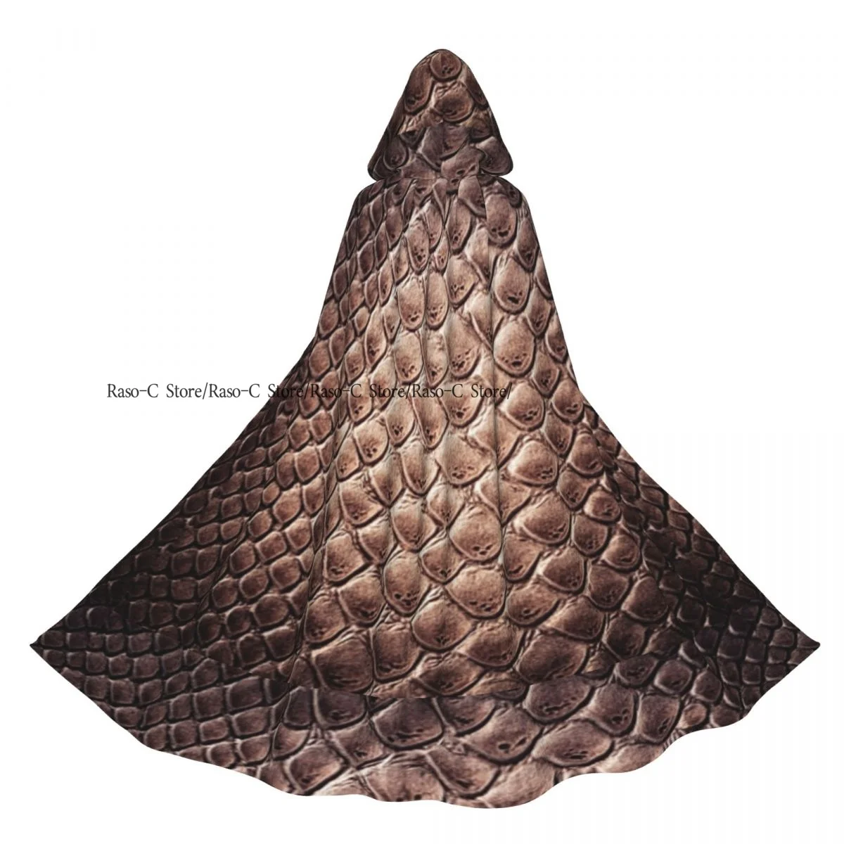 Capa longa com capuz e textura de pele de cobra, casaco com capuz e outono