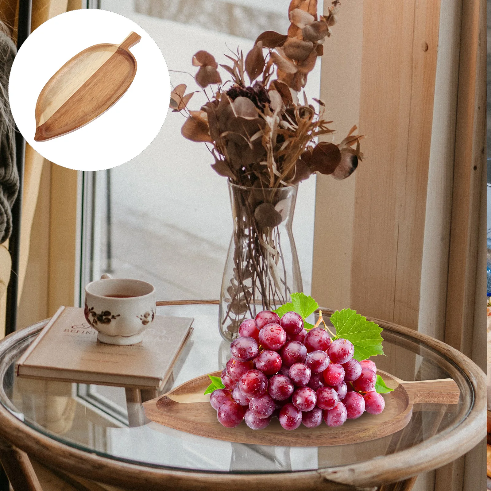 

Wooden Sushi Serving Tray Leaf Shaped Elegant Japanese Style Sashimi Platter for Catering Party Serving Platters