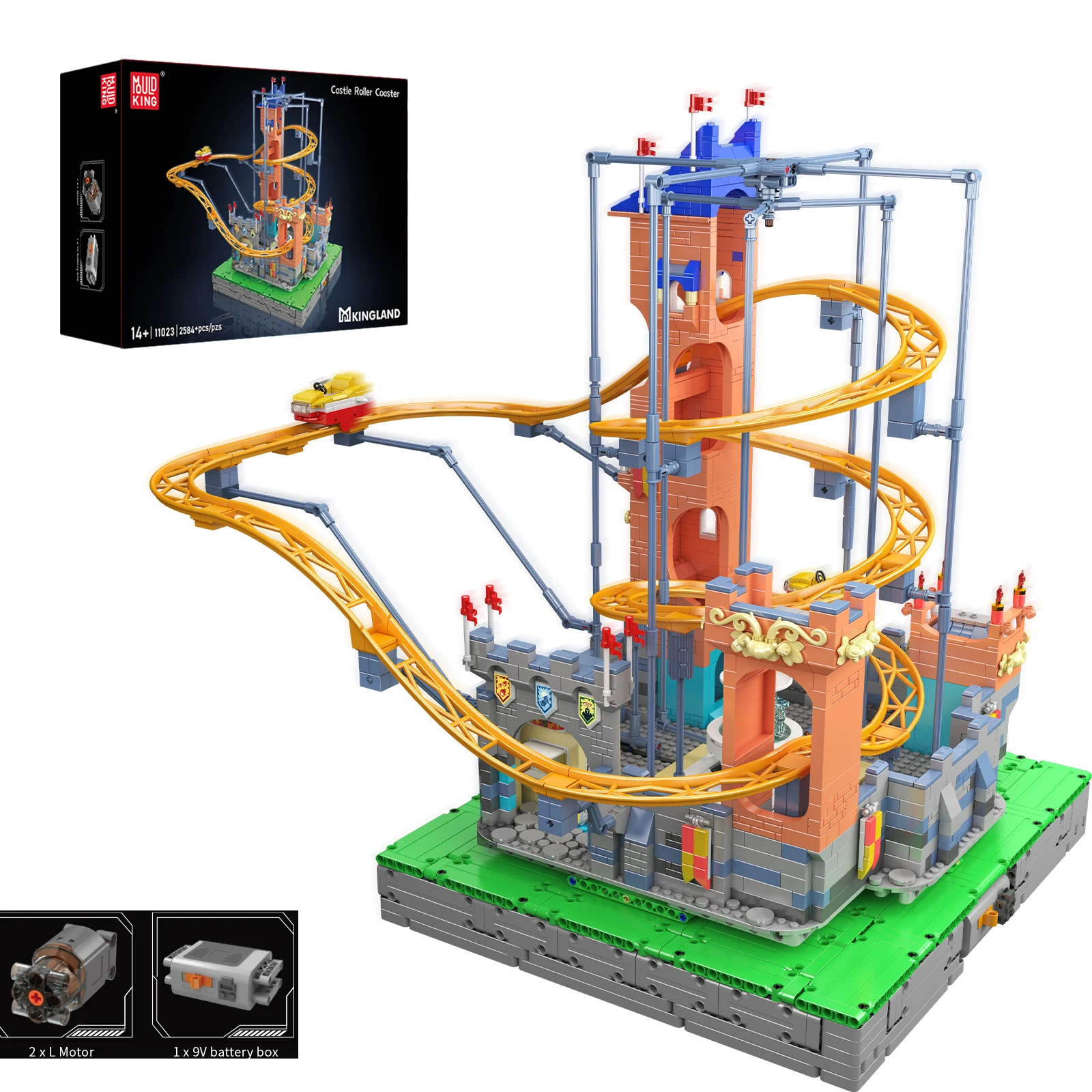 

MOULD KING 2584pcs Mini Building Blocks Castle Roller Coaster Theme Creative Amusement Park Model Toy