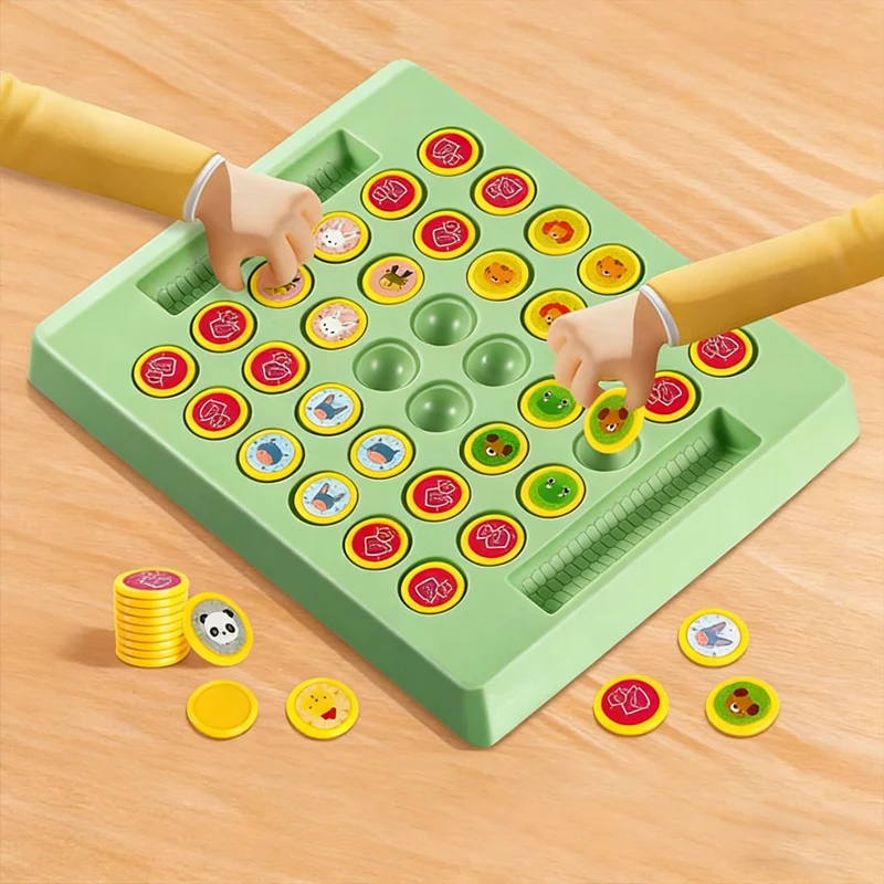 Kinder-Memory-Spiel, Lehrreiches Flip-Board-Spielzeug mit Tieren, Früchten, Dinosauriern, für Logisches Denken, Mehrspieler-Lernspiel, Geschenk für 3-6-Jährige