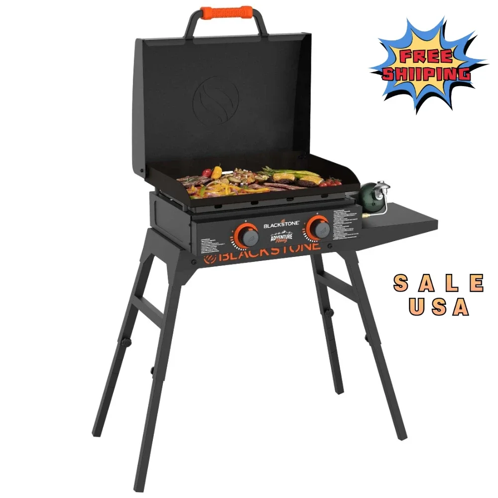 

Portable Adventure Ready 22" Omnivore Propane Griddle with Stand and Adapter Hose Outdoor Cooking