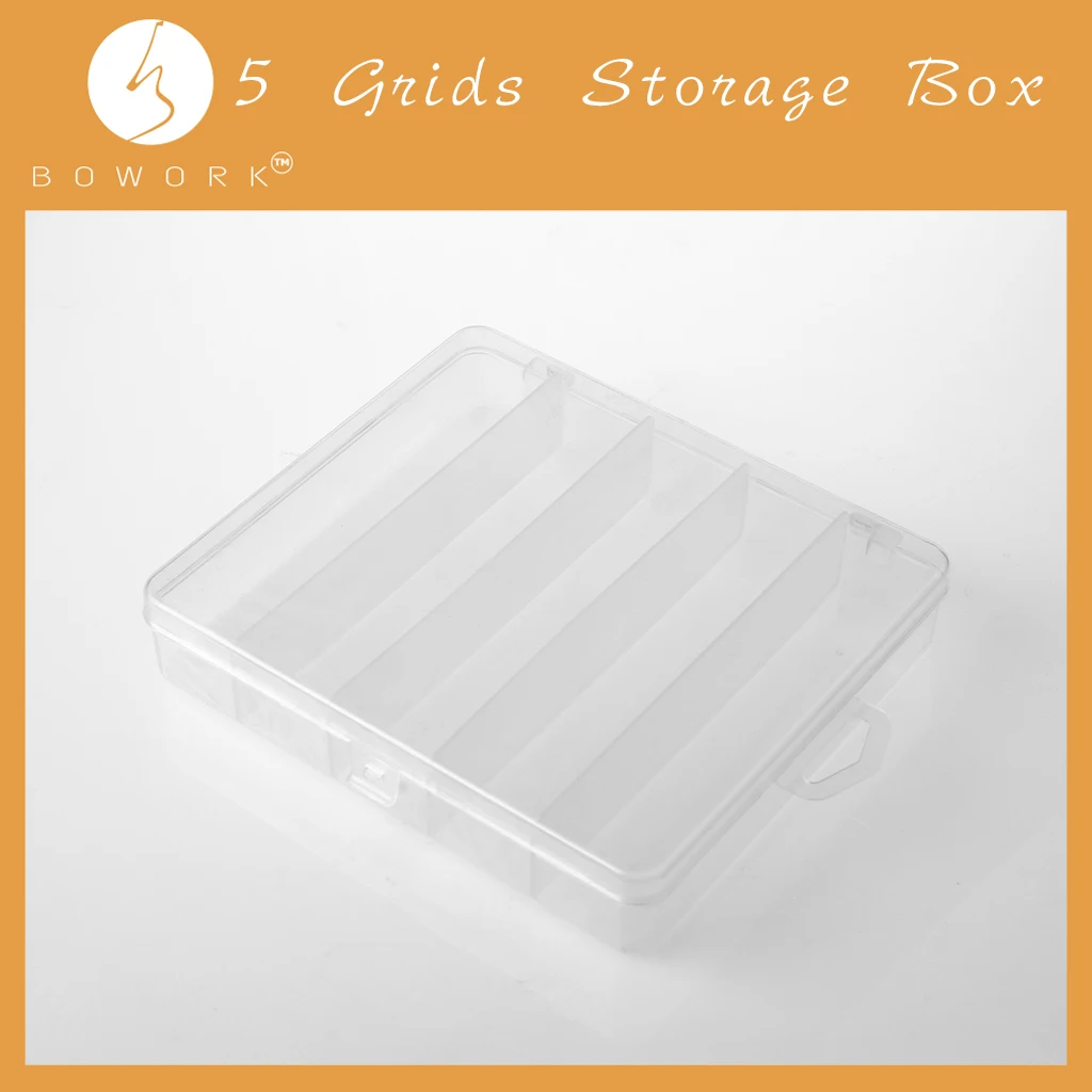

BOWORK 5-Grid Transparent Visible Plastic Box Big Parts Storage Box Organizer Case For Bow Frogs Bow Parts