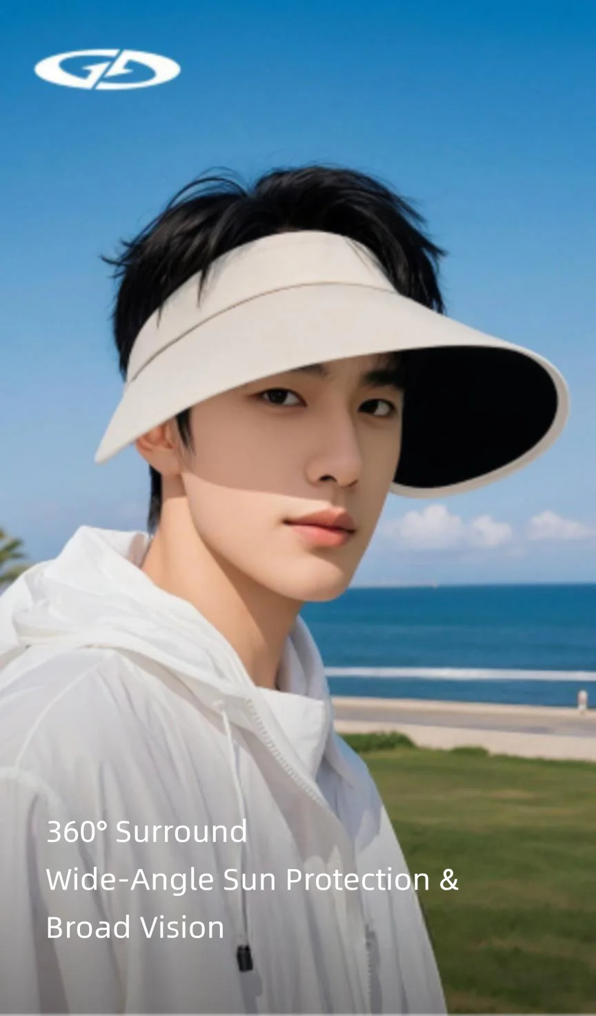 Men's and women's universal sun protection cap with a hood. Seamless integrated sunglasses lenses. Wide brim design offers compr