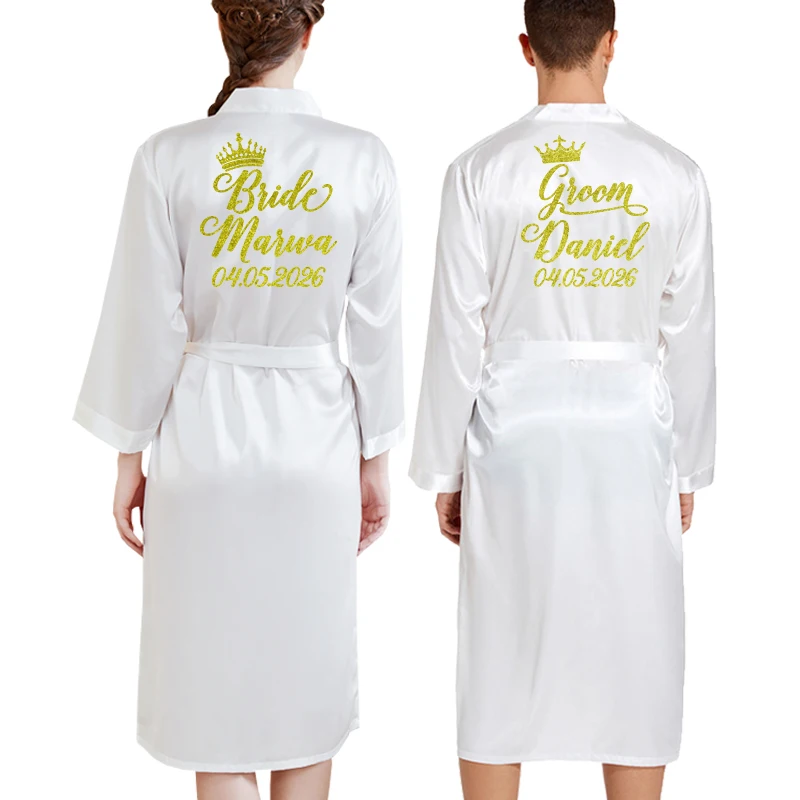 

Customized logo Robes for Bride Groom Bridesmaid Groomsman Robe