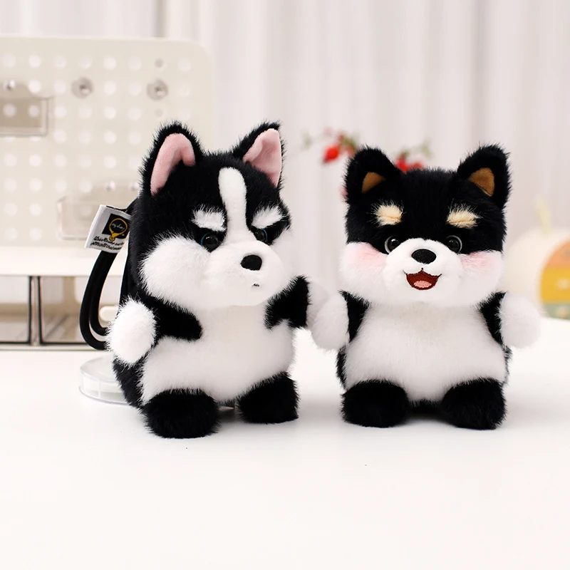 15 cm dessin animé mignon chien animal de compagnie en peluche poupée pendentif Corgi Shih Inu West Highland Schnauzer Teddy Husky en peluche sac décor cadeau pour enfant