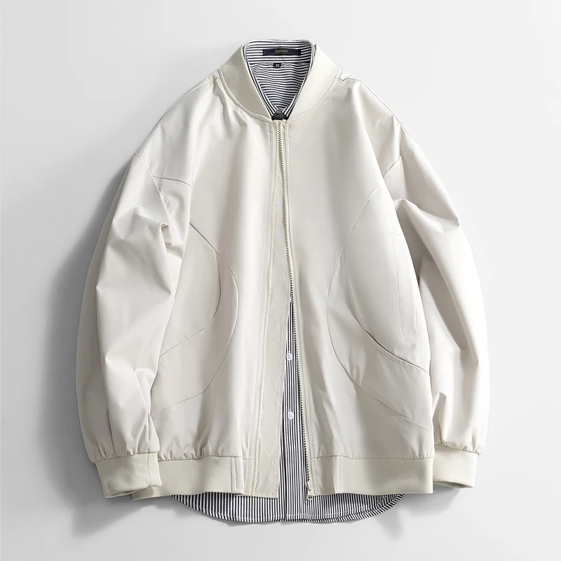 سترة رجالية خفيفة الوزن منفوخة بسحاب سترة واقية كاجوال للربيع والخريف مع جيوب ملابس خروج خارجية