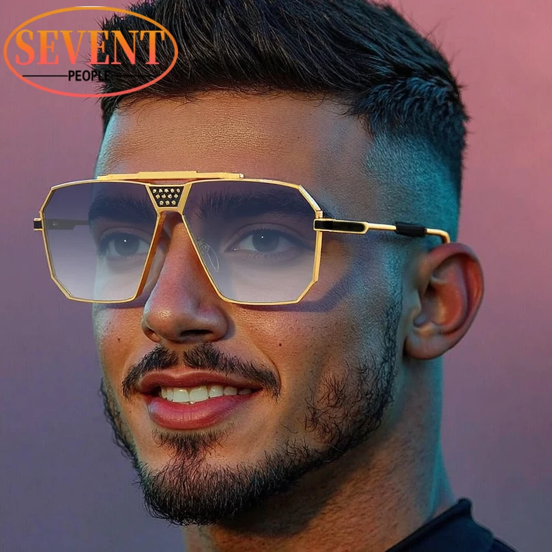 

Steampunk Oversized Square Sunglasses Men 2025 Luxury Brand Vintage Punk Outdoor Driving Sun Glasses Fashion Metal Shades UV400