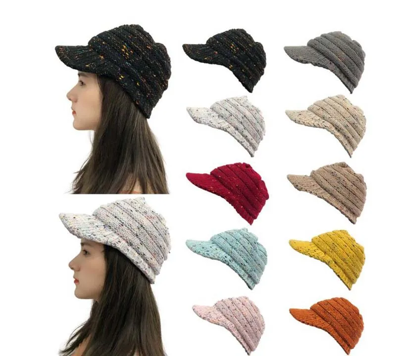 

Fashion Color Point Peaked Knitted Hat Hot Women's Wool Peaked Cap Winter Warm Hats кепка мужская