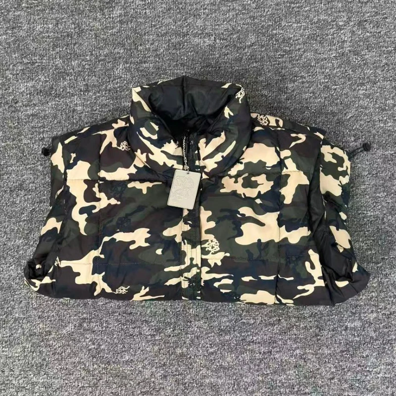 

New Style Mertra Waistcoat Double Sided Wear Vest High Street Hip Hop Loose Camouflage Print Padded Jacket Men Women