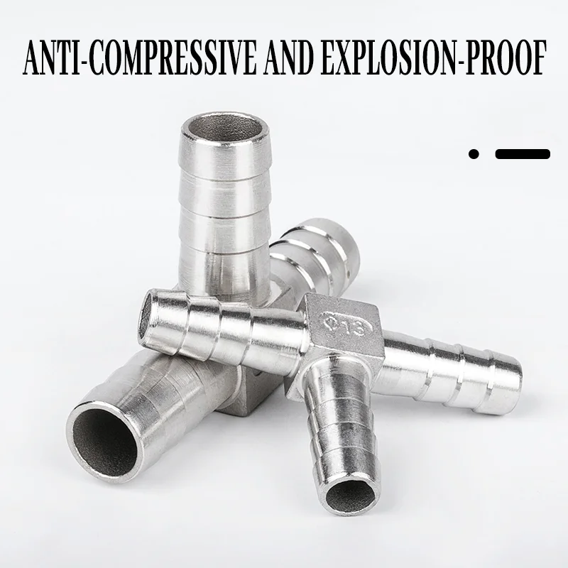 T6 Hose Barb 304 Stainless Steel Hose Tail Barb Connectors 6mm T Type Pagoda Tail Barb Connector