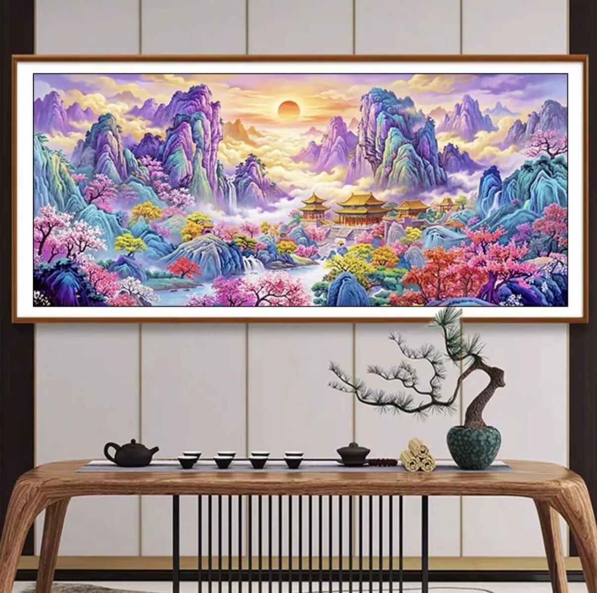 

9CT 14ct Fairyland Printed Kits Cross Stitch Embroidery DIY Needlework Set Home Decor Crafts With Needles Threads 128 Colors