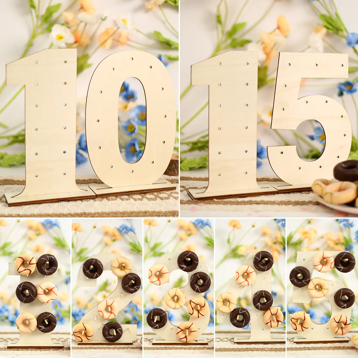 Support de support en bois pour table de mariage, décor rustique pour fête d\'anniversaire, bar à bonbons, baby shower