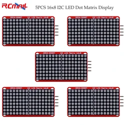 Módulo de pantalla de matriz de puntos LED I2C, matriz de 4 pines LED roja para Arduino OPEN-SMART, 5 piezas, 0,8 pulgadas, 16x8