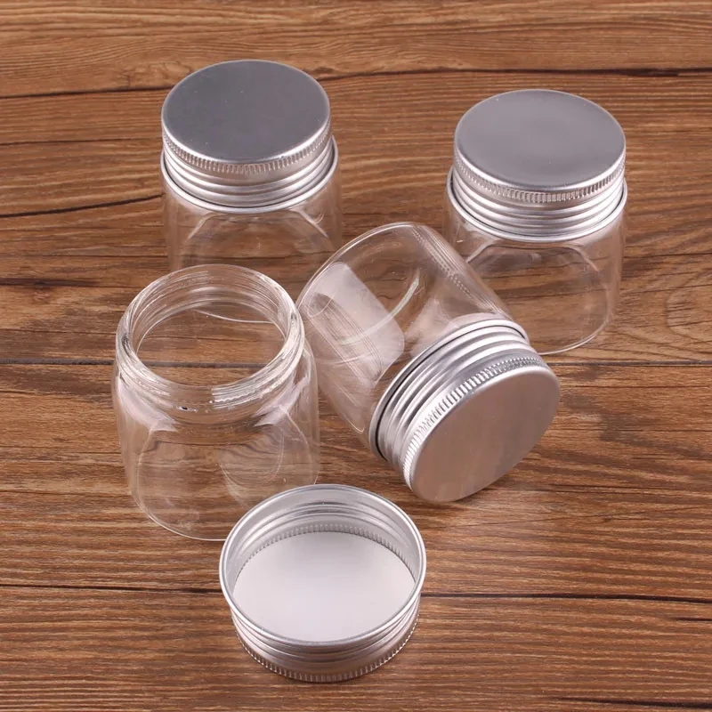 

32pcs 50ml/1.7oz Clear Empty Seal Jars Glass Bottle with Aluminium Silver Color Screw Cap Sealed liquid Food Gift Container