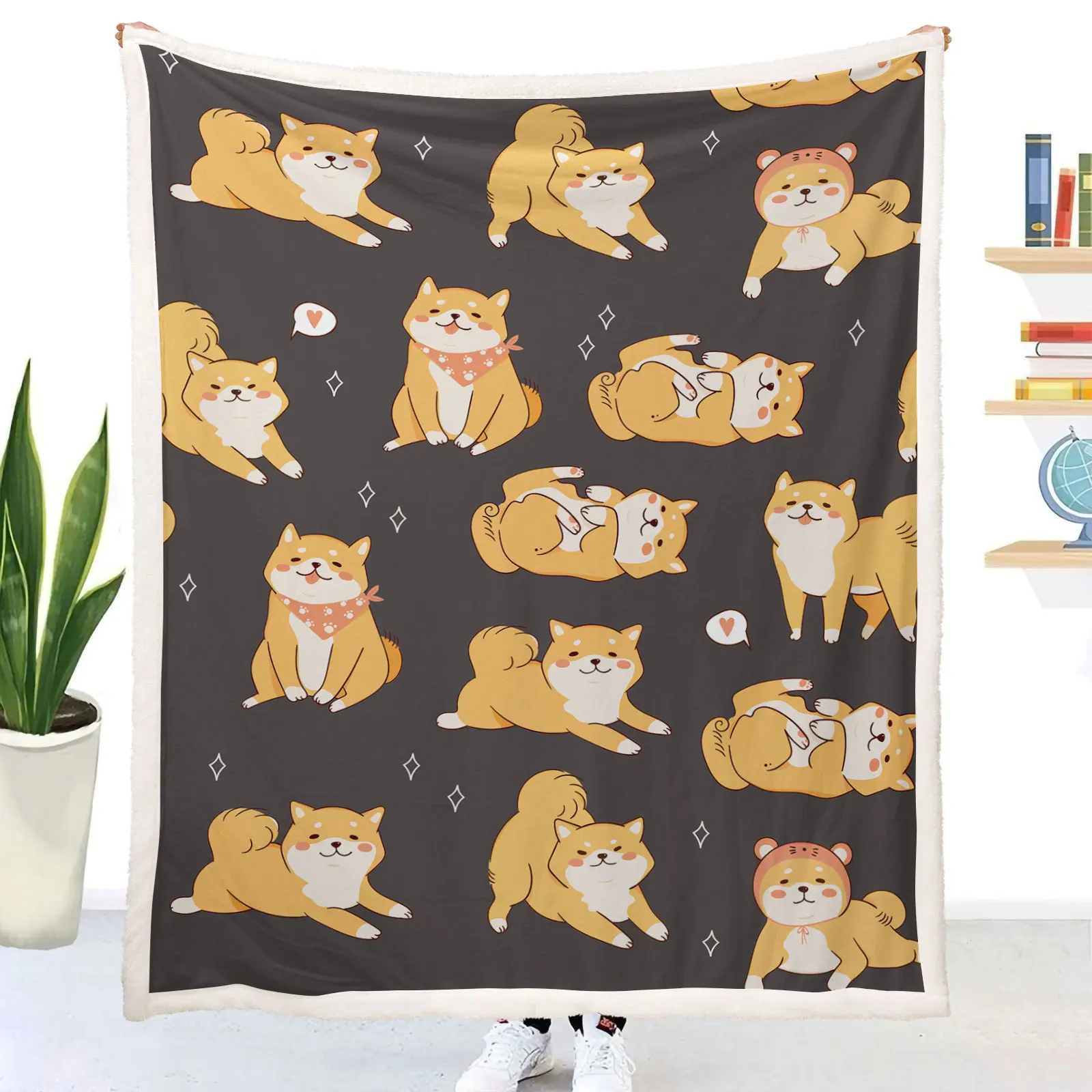 

New Arrival 150x200cm 3D Printing Cartoon Animals Double-layer Warm Air Conditioning Cover Nap Blanket Thickened SofaOfficeThrow