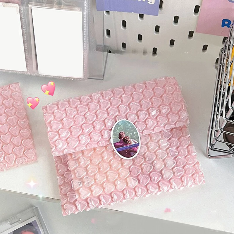 10 buah Pink Love Mailer gelembung tas kemasan segel diri perlengkapan bisnis kecil dilengkapi amplop gelembung tas surat