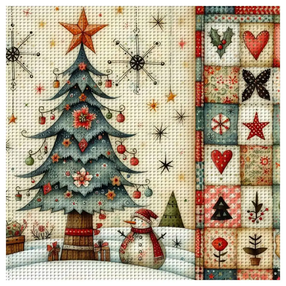 1 Stück 30X30CM/11,8 Zoll Weihnachtsbaum-Stempelkreuzstich-Set DIY-Kit 11CT/14CT DIY Stickerei-Set DIY Kreuzstich-Set