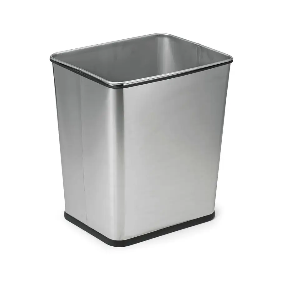 

7 Gallon, Undersink, No Skid Rubber Base, Brushed Stainless Finish Trash Can, 13.5 x 11 x 15.25H