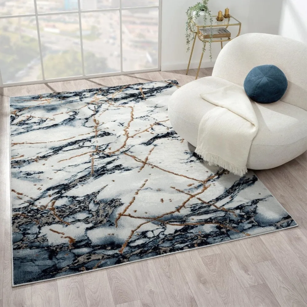 Area Rug，9x12，Marble Abstract，100% Polypropylene，Dirt-resistant Rugs Are Easy To Maintain，Easy To Clean，Customizable Carpet