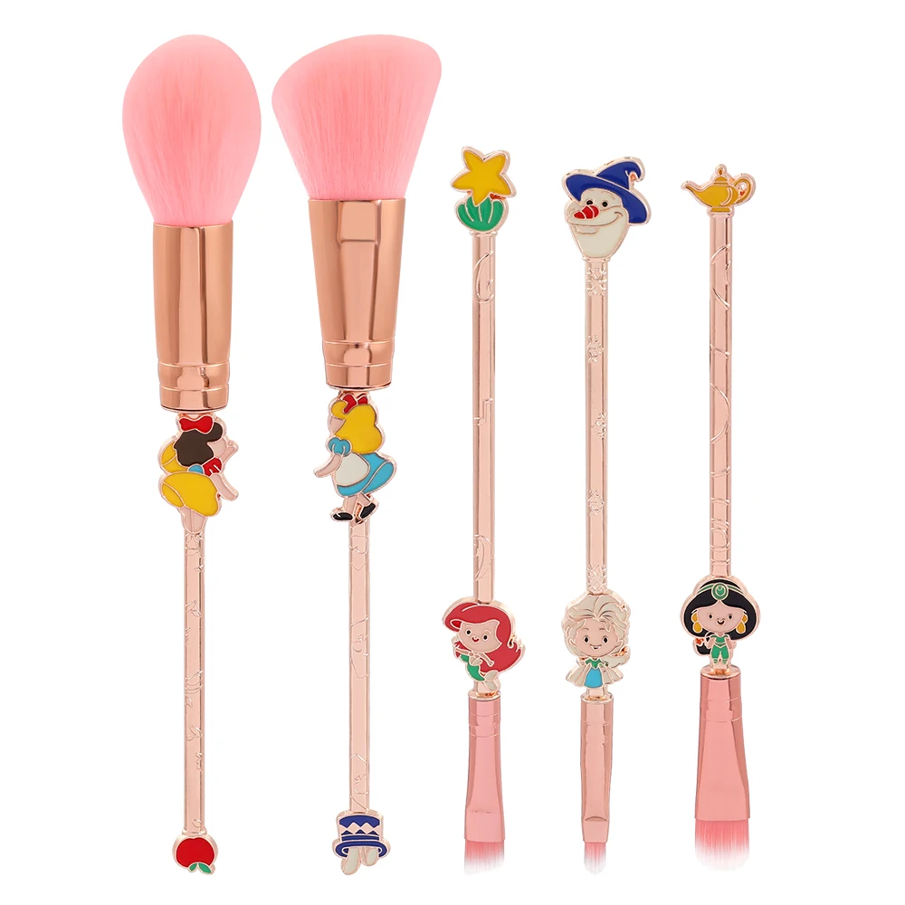 5Pcs/Set Snow White Makeup Brushes Cute Princess Elsa Ariel Jasmine Princess Cosplay Prop Beauty Tool Suit Women Gifts