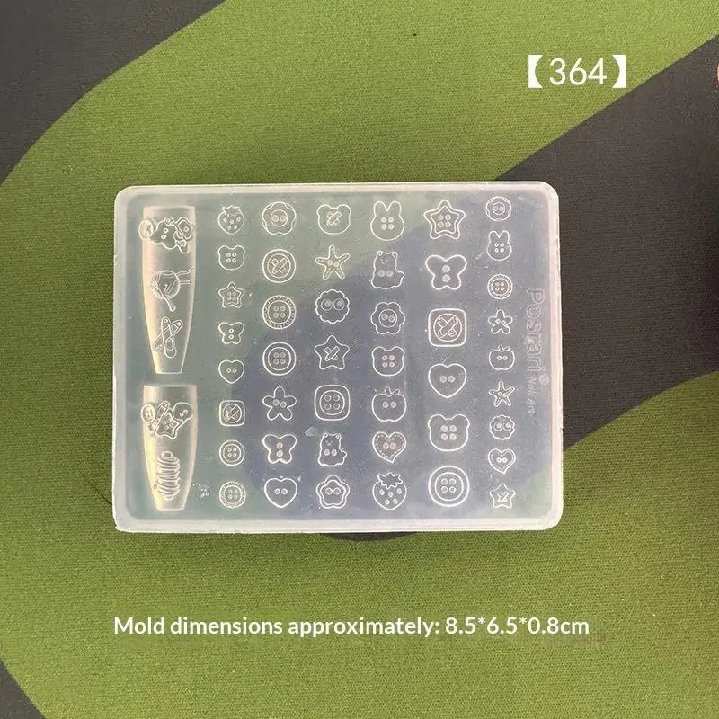 1 Stück Maniküre Multi-Formen-Knopf, kleines Modell, 3D-Knöpfe, Nagelkunstform, Silikon, niedliche Nagel-Charms, Werkzeug, Frauen DIY Harz-Schnallen-Zubehör – Detail 7