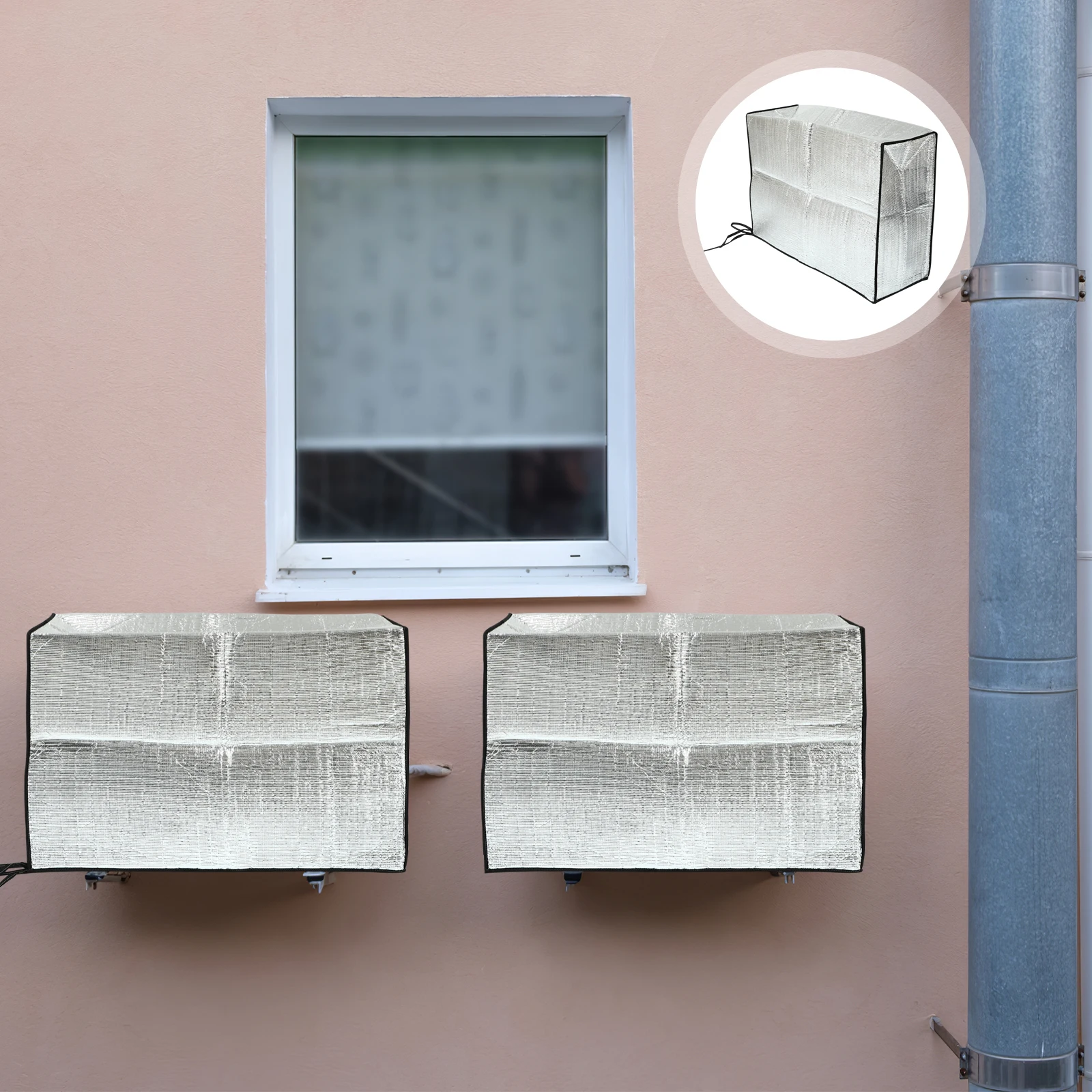 1pc Metal Aluminum Film Air Conditioner Cover Outdoor Air Conditioning Sun Shade Protection Covers Sunshade Cover Silver