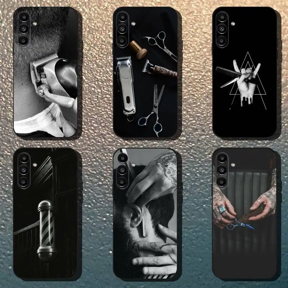 

Barber Shop Hair Stylist tools Phone Case For Samsung Galaxy A13,A21s,A22,A31,A32,A52,A53,A71,A80,Soft Black Shell
